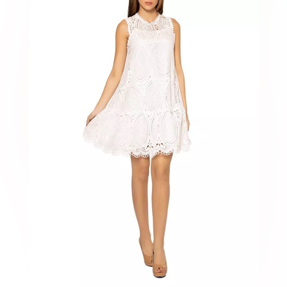 GRACIA White Lace Sleeveless Dress with Slip